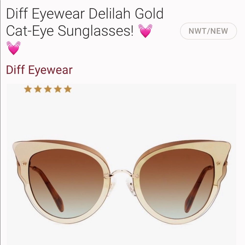 ✨ DIFF eyeware Delilah Gold Cateye Sunglasses ✨